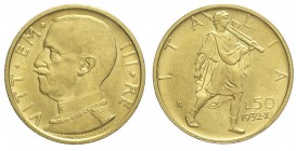 50 Lire 1932

Regno d'Italia, Vittorio Emanuele III, 50 Lire 1932, Au mm 20,5 g 4,40, SPL