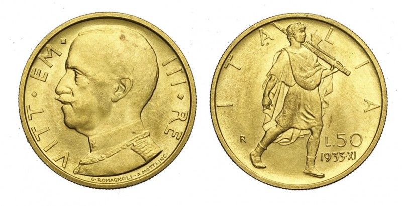 50 Lire 1933

Regno d'Italia, Vittorio Emanuele III, 50 Lire 1933, Rara, Au mm...