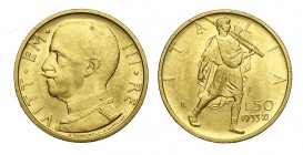 50 Lire 1933

Regno d'Italia, Vittorio Emanuele III, 50 Lire 1933, Rara, Au mm 20,5 g 4,40 q.FDC-FDC