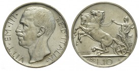 10 Lire 1930

Regno d'Italia, Vittorio Emanuele III, 10 Lire 1930, Rara Ag mm 27 g 10,00, SPL-FDC