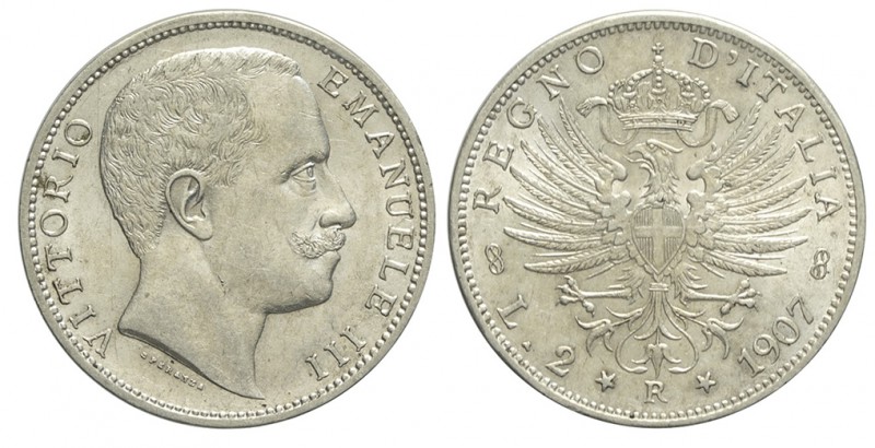 2 Lire 1907

Regno d'Italia, Vittorio Emanuele III, 2 Lire 1907, Ag mm 27 g 10...