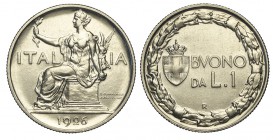 Lira 1926

Regno d'Italia, Vittorio Emanuele III, Lira 1926, Emissione per numismatici in 500 esemplari, Rara, Ni mm 26,5 g 8,08 FDC