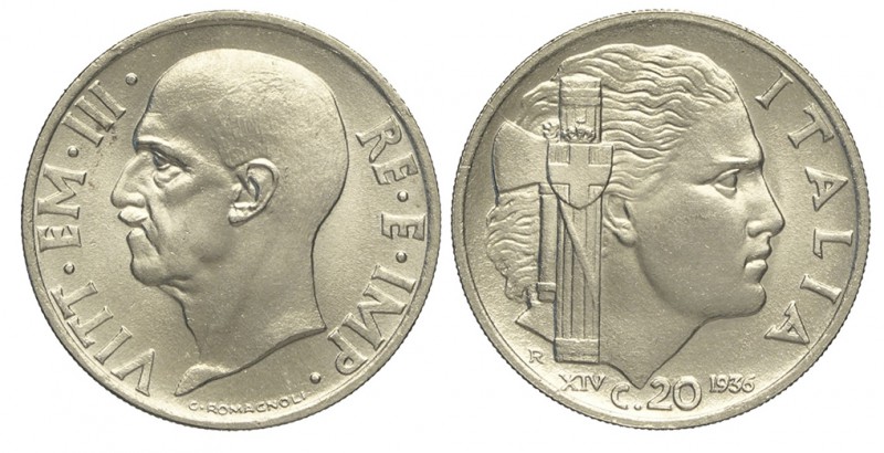20 Centesimi 1936

Regno d'Italia, Vittorio Emanuele III, 20 Centesimi 1936, R...
