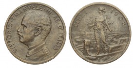 Centesimo 1908 Prora

Regno d'Italia, Vittorio Emanuele III, Centesimo 1908 Italia su prora, RR, Cu mm 15 g 1,01 buon BB