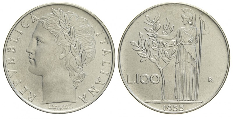 100 Lire 1955

Repubblica Italiana, Monetazione in Lire, 100 Lire 1955, Ac mm ...