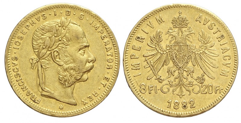Austria 20 Francs 1882

Austria, Franz Joseph I, 20 Francs 1882, Au mm 21 g 6,...