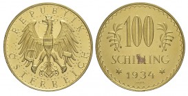 Austria 100 Schilling 1934

Austria, Republic, 100 Schilling 1934, Au mm 33,5 g 23,52 FDC Prooflike