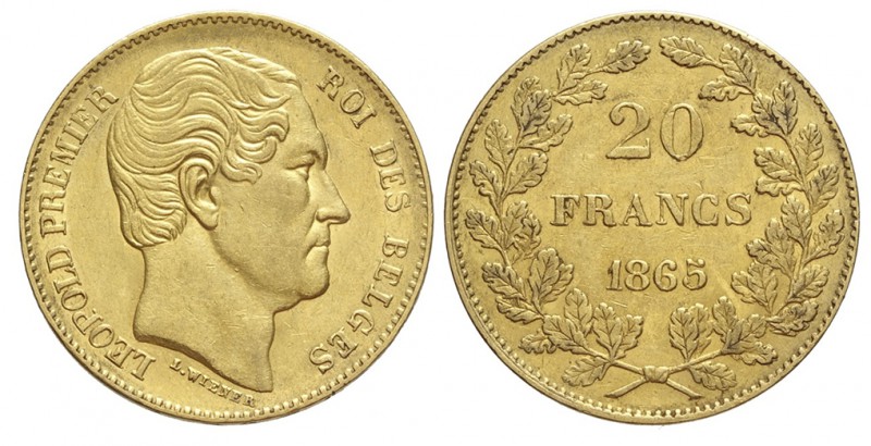 Belgium 20 Francs 1865

Belgium, Leopold I, 20 Francs 1865, Au mm 21,5 g 6,42,...
