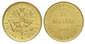 Finland 10 Markkaa 1881

Finland, Alexander III, 10 Markkaa 1881, Au mm 19 g 3,22 SPL-FDC