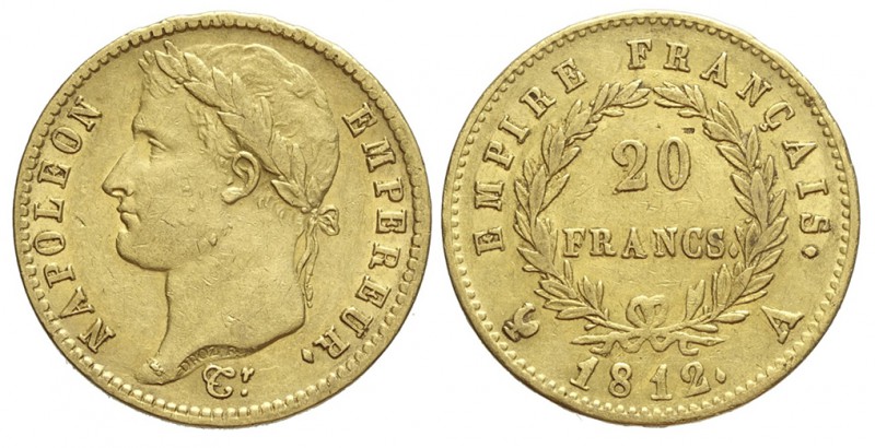 France 20 Francs 1812 A

France, Napoleon I, 20 Francs 1812 A, Au mm 21 g 6,43...
