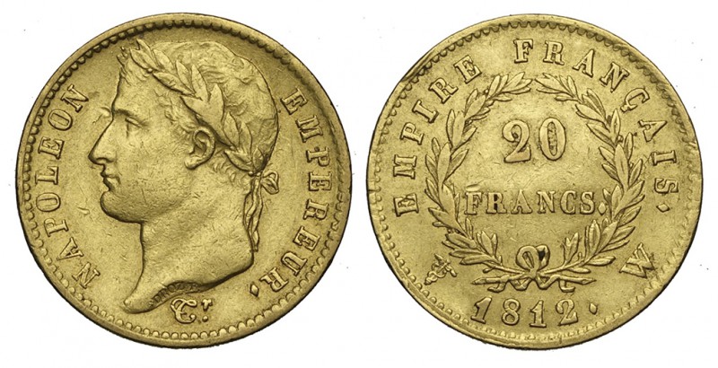 France 20 Francs 1812 W

France, Napoleon I, 20 Francs 1812 W, Au mm 21 g 6,41...