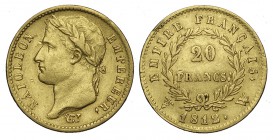 France 20 Francs 1812 W

France, Napoleon I, 20 Francs 1812 W, Au mm 21 g 6,41 colpetto BB