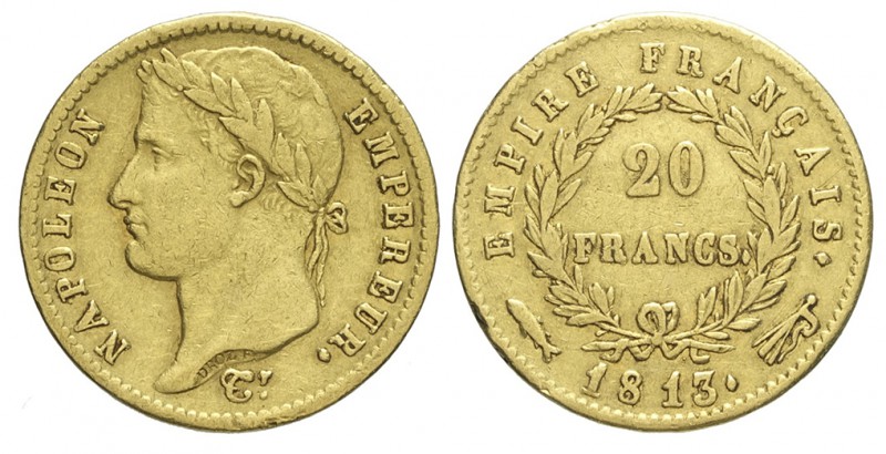 France 20 Francs 1813 Utrecht

France, Napoleon I, 20 Francs 1813 Utrecht, Rar...