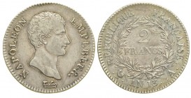 France 2 Francs AN 13

France, Napoleon I, 2 Francs AN 13 A (1804), Ag mm 27 g 10,10, piacevoli iridescenze di patina, bel BB