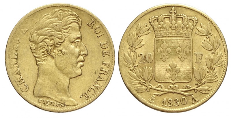 France 20 Francs 1830

France, Charles X, 20 Francs 1830 A, Au mm 21 g 6,44, B...