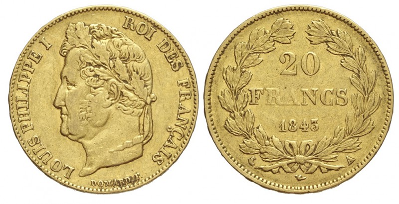 France 20 Francs 1843

France, Louis Philippe I, 20 Francs 1843 A, Au mm 21 g ...