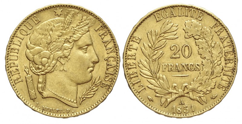 France 20 Francs 1851

France, Second Republic, 20 Francs 1851 A, Au mm 21 g 6...
