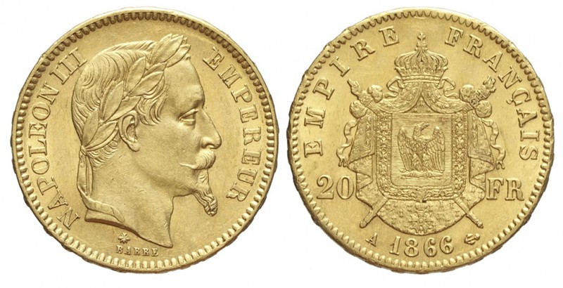 France 20 Francs 1866

France, Napoleon III, 20 Francs 1866 A, Au mm 21 g 6,43...