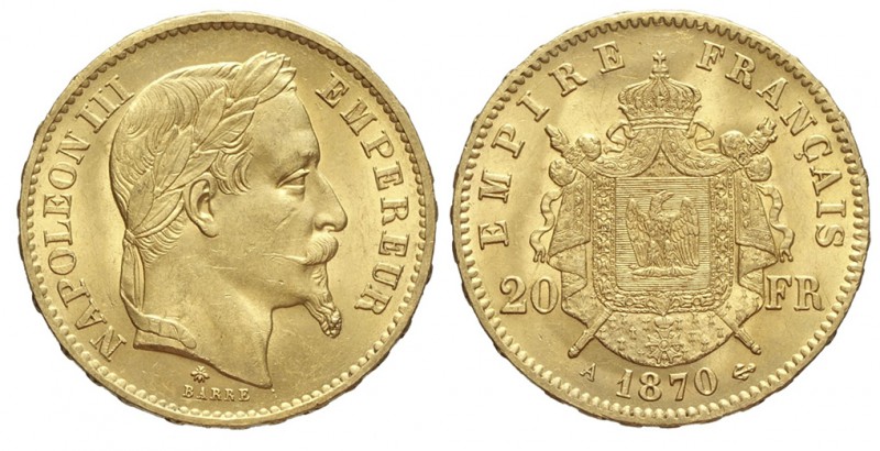 France 20 Francs 1870

France, Napoleon III, 20 Francs 1870 A, Au mm 21 g 6,43...