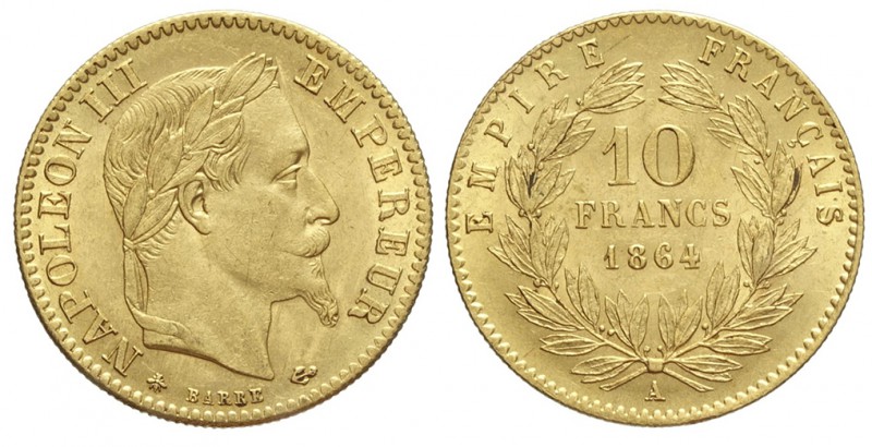 France 10 Francs 1864

France, Napoleon III, 10 Francs 1864 A, Au mm 19 g 3,22...