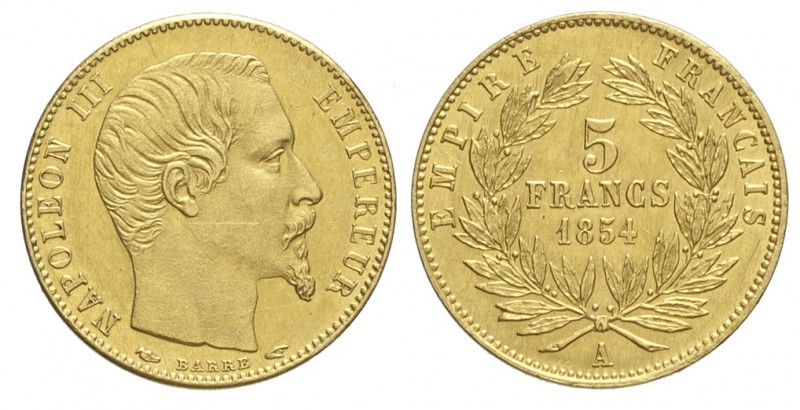 France 5 Francs 1854

France, Napoleon III, 5 Francs 1854 A, Rara Au mm 14,5 g...