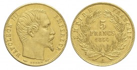 France 5 Francs 1854

France, Napoleon III, 5 Francs 1854 A, Rara Au mm 14,5 g 1,61, lievi hairlines SPL