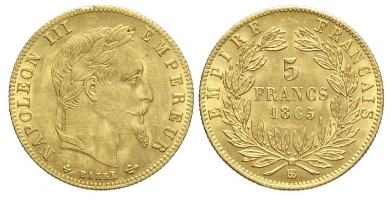 France 5 Francs 1865

France, Napoleon III, 5 Francs 1865 BB, Au mm 16,5 g 1,6...