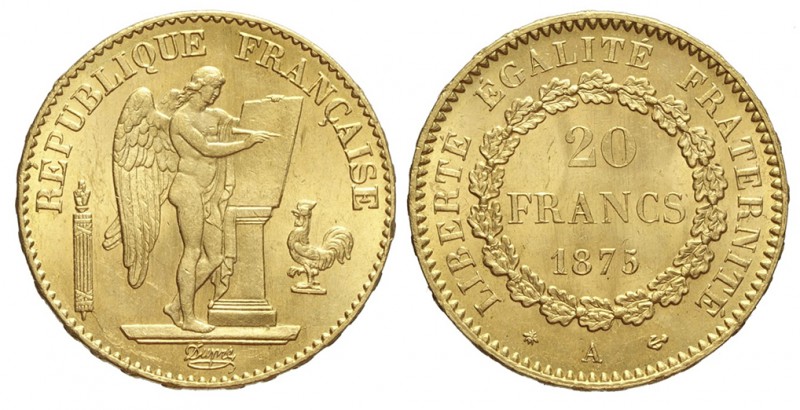 France 20 Francs 1875

France, Third Republic, 20 Francs 1875 A, Au mm 21 g 6,...