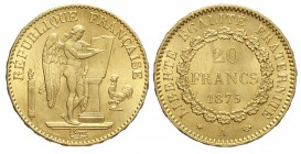 France 20 Francs 1875

France, Third Republic, 20 Francs 1875 A, Au mm 21 g 6,44, lieve colpetto q.FDC