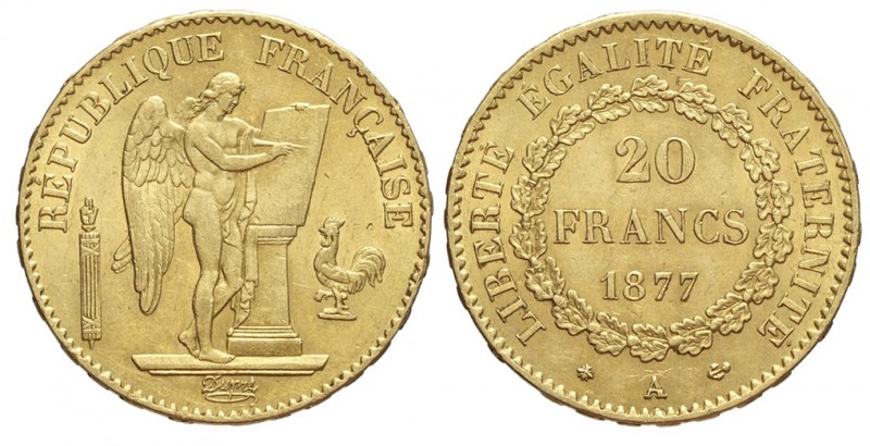 France 20 Francs 1877

France, Third Republic, 20 Francs 1877 A, Au mm 21 g 6,...