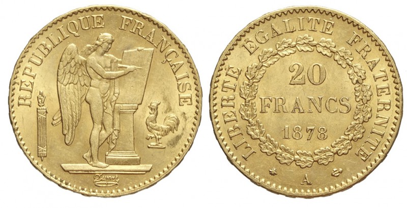 France 20 Francs 1878

France, Third Republic, 20 Francs 1878 A, Au mm 21 g 6,...