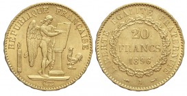 France 20 Francs 1896

France, Third Republic, 20 Francs 1896 A, Au mm 21 g 6,45, SPL-FDC
