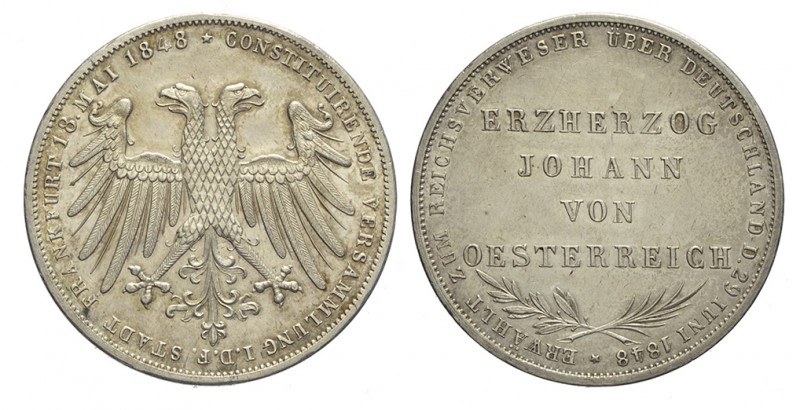 Germany 2 Gulden 1848

Germany, Frankfurt, 2 Gulden 1848, Ag mm 36 SPL+