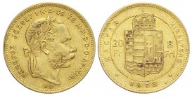 Hungary 20 Francs 1873

Hungary, Franz Joseph I, 20 Francs 1873, Au mm 21 g 6,45, BB