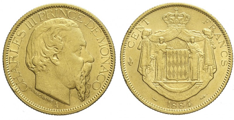 Monaco 100 Francs 1884

Monaco, Charles III, 100 Francs 1884 A, Au mm 35 g 32,...