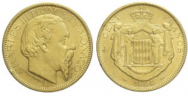 Monaco 100 Francs 1884

Monaco, Charles III, 100 Francs 1884 A, Au mm 35 g 32,25, colpetto, BB-SPL