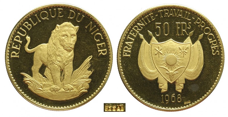 Niger 50 Francs 1968

Niger, Republic, 50 Francs 1968 (with Essai countermark)...