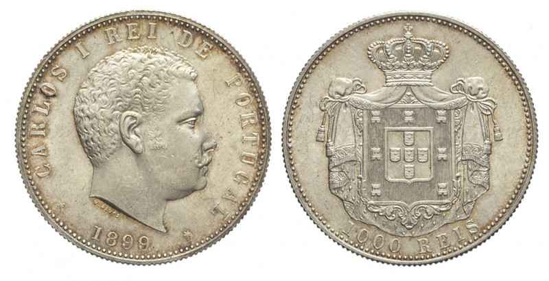 Portugal 1000 Reis 1899

Portugal, Karl I, 1000 Reis 1899, Ag mm 37,5 FDC