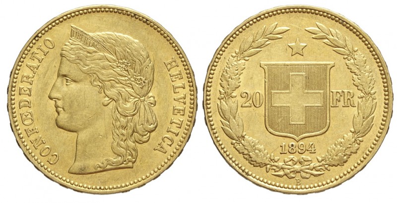 Switzerland 20 Francs 1894

Switzerland, Confederation, 20 Francs 1894, Non co...