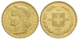 Switzerland 20 Francs 1894

Switzerland, Confederation, 20 Francs 1894, Non comune Au mm 21,5 g 6,45, BB-SPL