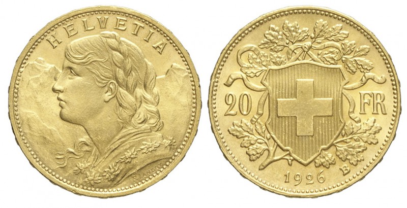 Switzerland 20 Francs 1926

Switzerland, Confederation, 20 Francs 1926, Rara A...