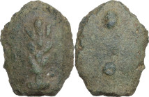 Greek Italy. Uncertain Umbria or Etruria. AE Cast Sextans, 3rd century BC. Obv. Club. Rev. Two pellets. Vecchi ICC 199; HN Italy 54. AE. 17.18 g. 28.0...