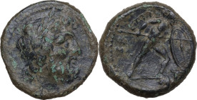 Greek Italy. Bruttium, The Brettii. AE Unit (Drachm), c. 211-208 BC. Fourth coinage. Obv. Laureate head of Zeus right; thunderbolt behind. Rev. ΒΡΕΤΤΙ...