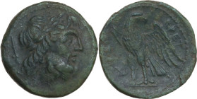 Greek Italy. Bruttium, The Brettii. AE Unit (Drachm), 211-208 BC. Obv. Laureate head of Zeus right; behind, sceptre. Rev. Eagle standing left on thund...