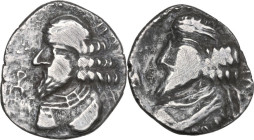 Greek Asia. Persis. Pakor II (c. 1st cent. AD). AR Drachm. Istakhr (Persepolis) mint. Obv. Diademed bust of king left; symbol to left. Rev. Diademed b...