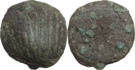 Aes Premonetale. Aes Formatum. AE solid cast cockle-shell. Central Italy, 6th-4th century BC. Vecchi ICC pl. 90, 5. AE. 36.68 g. 28.30 mm. VF.