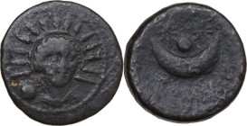 Anomalous Semilibral series. AE Uncia, c. 217-215 BC. Obv. Draped bust of Sol facing; in left field, pellet. Rev. Pellet between two stars over cresce...