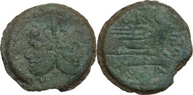 Q. Marcius Libo. AE As, 148 BC. Obv. Laureate head of Janus; above, mark of value I. Rev. Prow right; above, [Q] MARC; before, LIBO; below, ROMA. Cr. ...