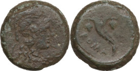 M. Herennius. AE Uncia, 108-107 B.C. Obv. Helmeted head of Roma right. Behind, pellet. Rev. Duble cornucopiae. On left, ROMA. Cr. 308/4. AE. 4.59 g. 1...