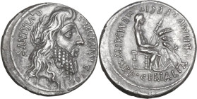 C. Memmius. AR Denarius, 56 BC. Obv. Laureate and bearded head of Quirinus right; before, C·MEMMI·C·F; behind, QVIRINVS. Rev. MEMMIVS·AED·CERIALIA·PRE...